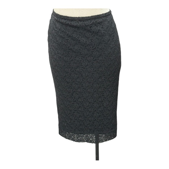 Aritzia Wolford black goth lace draped back pencil midi skirt - Picture 5 of 8